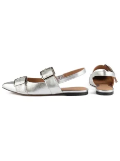 Leder-Slingballerinas in Silber