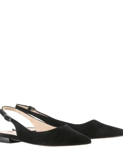 Leder-Slingballerinas in Schwarz