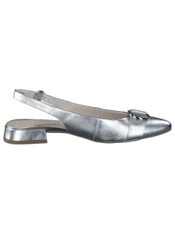 Leder-Slingballerinas in Silber