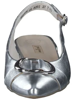 Leder-Slingballerinas in Silber