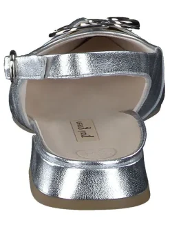 Leder-Slingballerinas in Silber