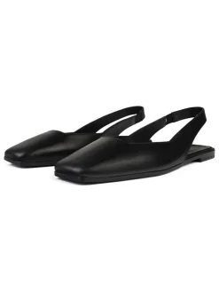 Leder-Slingballerinas in Schwarz