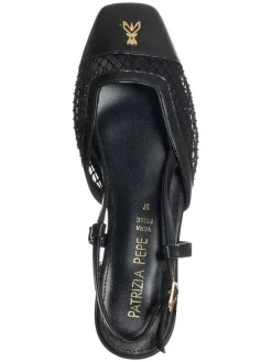 Leder-Slingballerinas in Schwarz