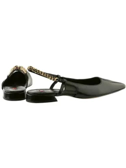 Leder-Slingballerinas in Schwarz