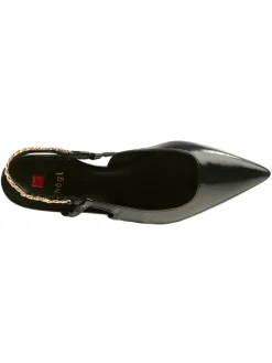 Leder-Slingballerinas in Schwarz