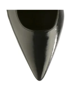 Leder-Slingballerinas in Schwarz