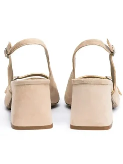 Leder-Slingpumps in Beige