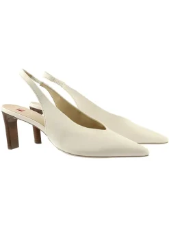 Leder-Slingpumps in Creme