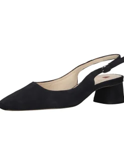 Leder-Slingpumps in Dunkelblau