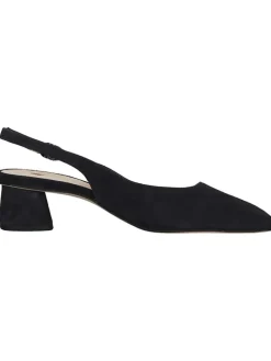 Leder-Slingpumps in Dunkelblau