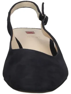 Leder-Slingpumps in Dunkelblau