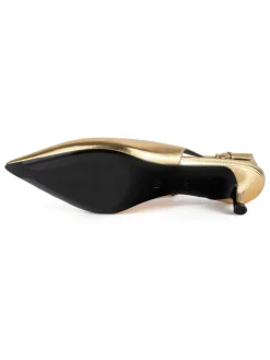 Leder-Slingpumps in Gold