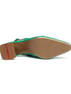 Leder-Slingpumps in Grün