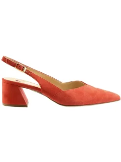 Leder-Slingpumps in Rot