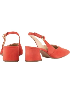 Leder-Slingpumps in Rot