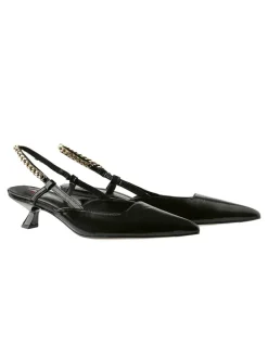 Leder-Slingpumps in Schwarz