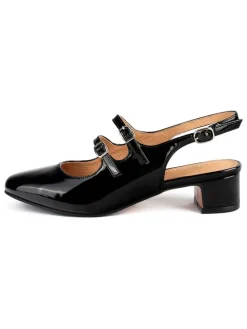 Leder-Slingpumps in Schwarz
