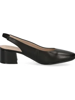 Leder-Slingpumps in Schwarz
