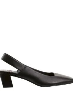 Leder-Slingpumps in Schwarz