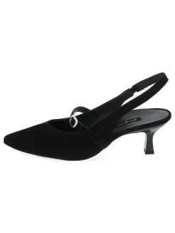 Leder-Slingpumps in Schwarz