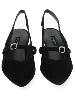 Leder-Slingpumps in Schwarz