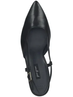 Leder-Slingpumps in Schwarz