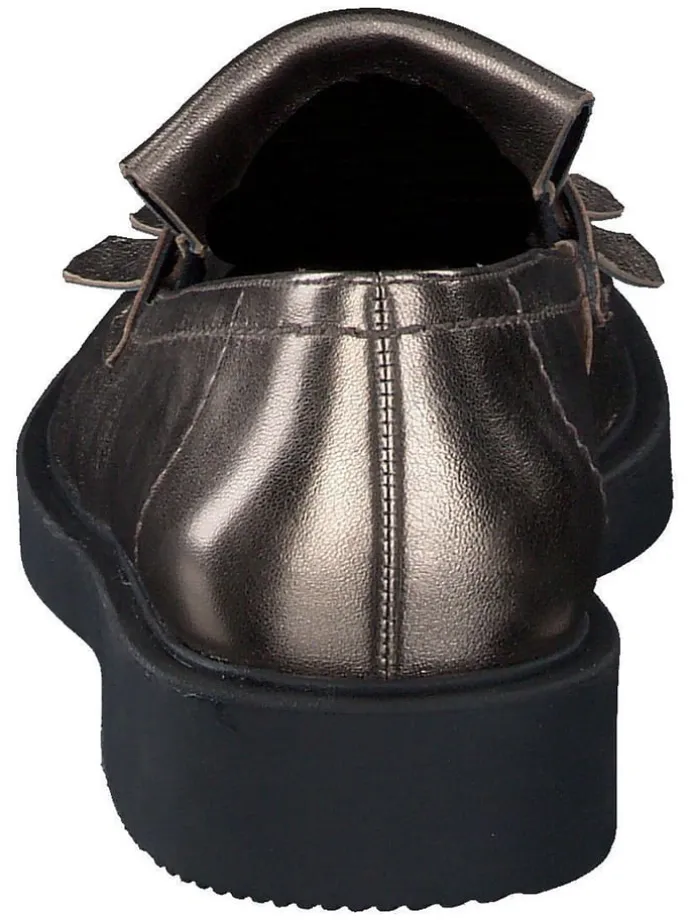 Leder-Slipper in Braun/ Gold