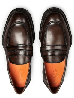 Leder-Slipper in Braun