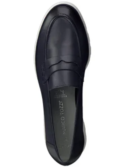 Leder-Slipper in Dunkelblau