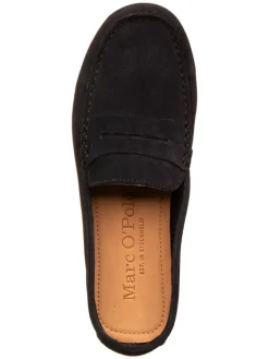 Leder-Slipper in Dunkelblau