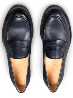 Leder-Slipper in Dunkelblau