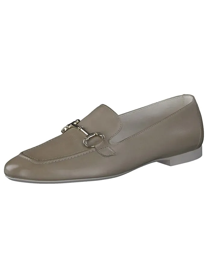 Leder-Slipper in Khaki