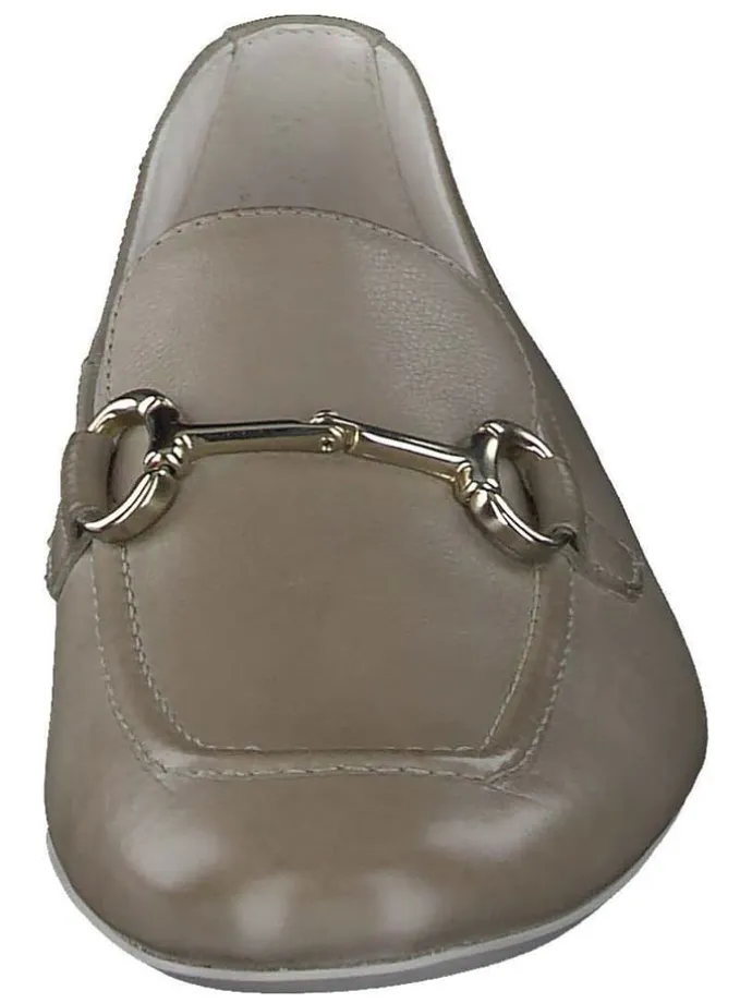 Leder-Slipper in Khaki