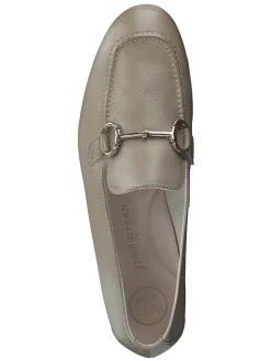 Leder-Slipper in Khaki