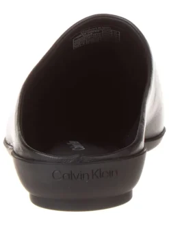 Leder-Slipper in Schwarz