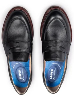 Leder-Slipper in Schwarz