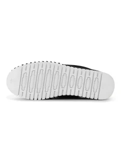 Leder-Slipper in Schwarz/ Creme