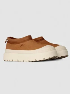 Leder-Slipper "Tasman Weather" in Hellbraun/ Creme