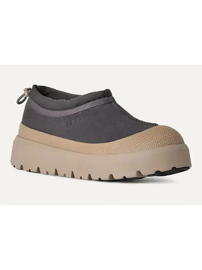 Leder-Slipper "Tasman Weather" in Grau/ Beige
