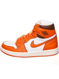 Leder-Sneaker ''1 Retro High'' in Weiß/ Orange
