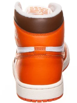 Leder-Sneaker ''1 Retro High'' in Weiß/ Orange