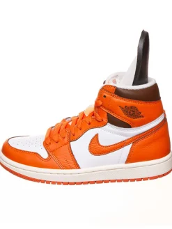 Leder-Sneaker ''1 Retro High'' in Weiß/ Orange