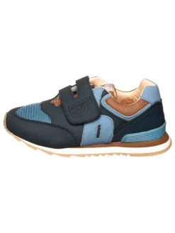 Leder-Sneakers in Dunkelblau/ Hellblau