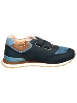Leder-Sneakers in Dunkelblau/ Hellblau