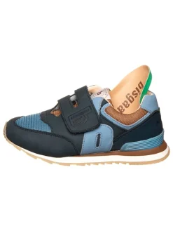 Leder-Sneakers in Dunkelblau/ Hellblau