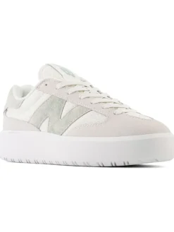 Leder-Sneakers "302" in Grau/ Weiß