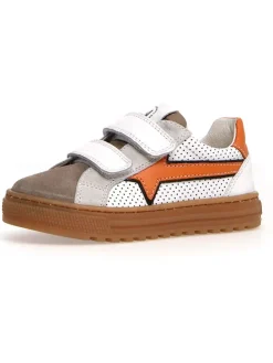 Leder-Sneakers "Blitz" in Weiß/ Braun/ Orange