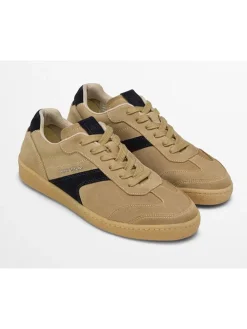 Leder-Sneakers "Court" in Beige/ Schwarz