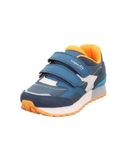 Leder-Sneakers "Dash" in Blau/ Weiß/ Orange