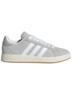 Leder-Sneakers "Grand Court Base" in Grau/ Weiß